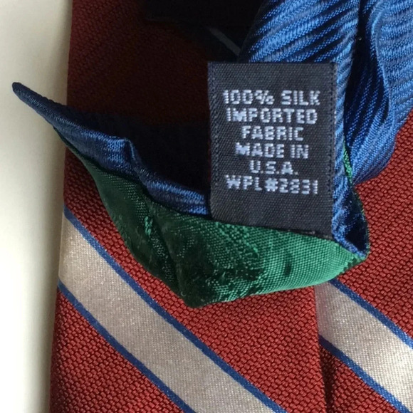 Tommy Hilfiger Maroon & Blue Striped Silk Tie - Picture 7 of 7